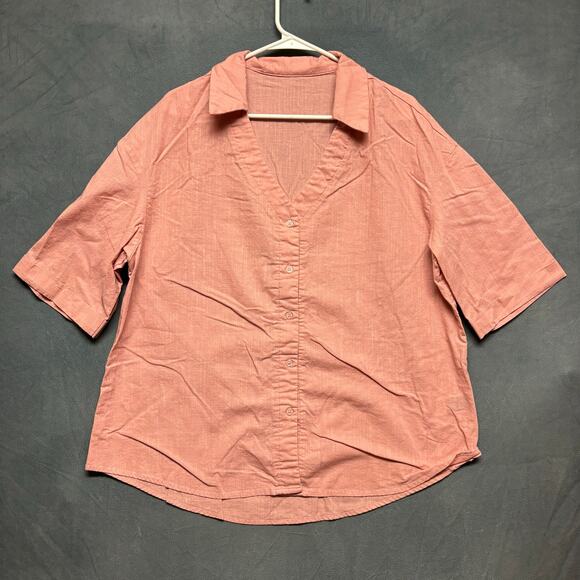 Shein Curve Plus Size 1X Blouse Work Casual Boxy Comfy Feminine Office Beachy - Picture 1 of 8